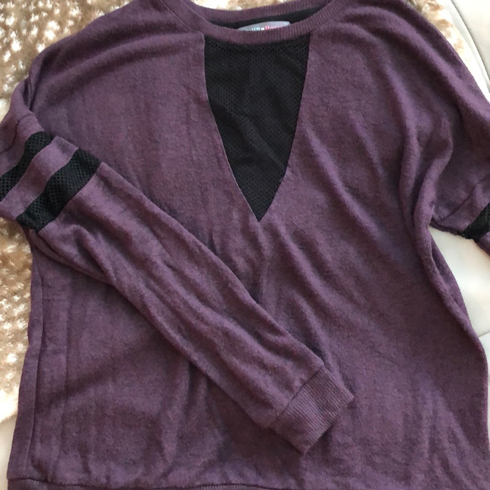 Purple and black mesh sweater